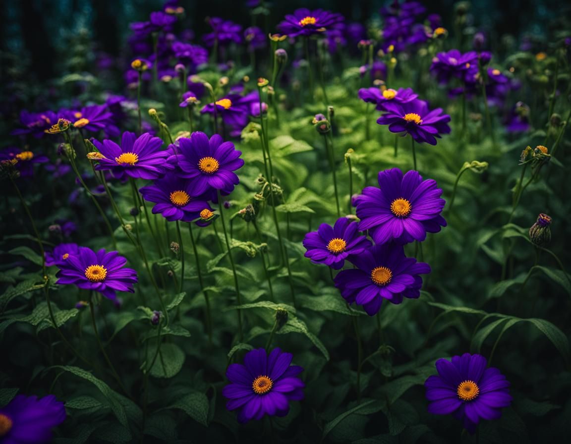 Purple Flowers in Bloom: Cinematic Film Still