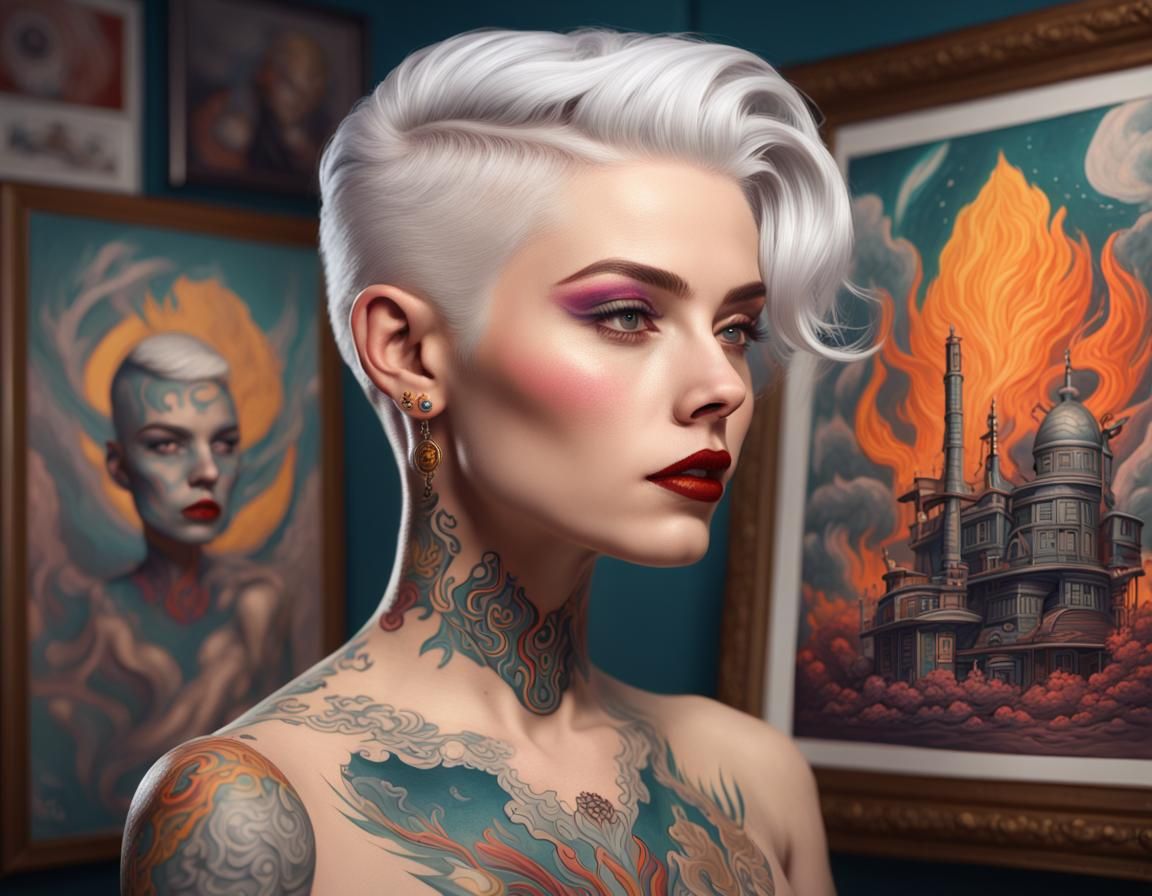 Artist Painting Self-Portrait in 1950s Style