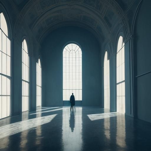 Eerie Surrealism: Figure in Empty Dreamscape