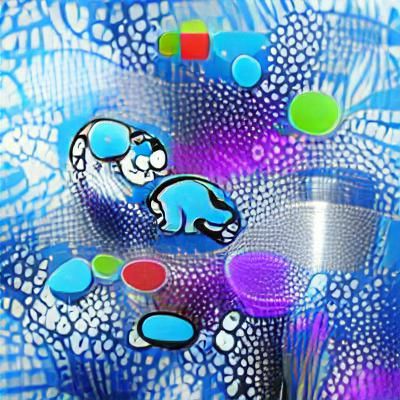 Psychedelic Otter with Blue Bubbles in Pop Art Style