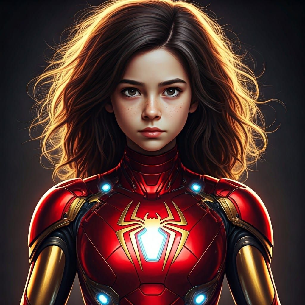 Teenage Girl in Ironman Suit, Comic Book Art