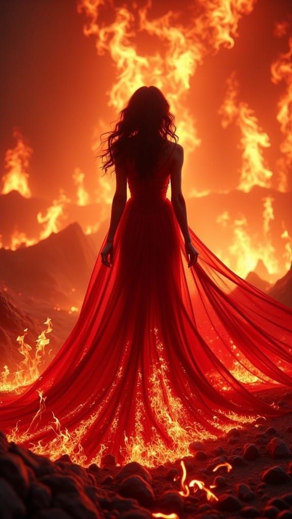 Fiery Femme Fatale in a Dramatic Digital Painting