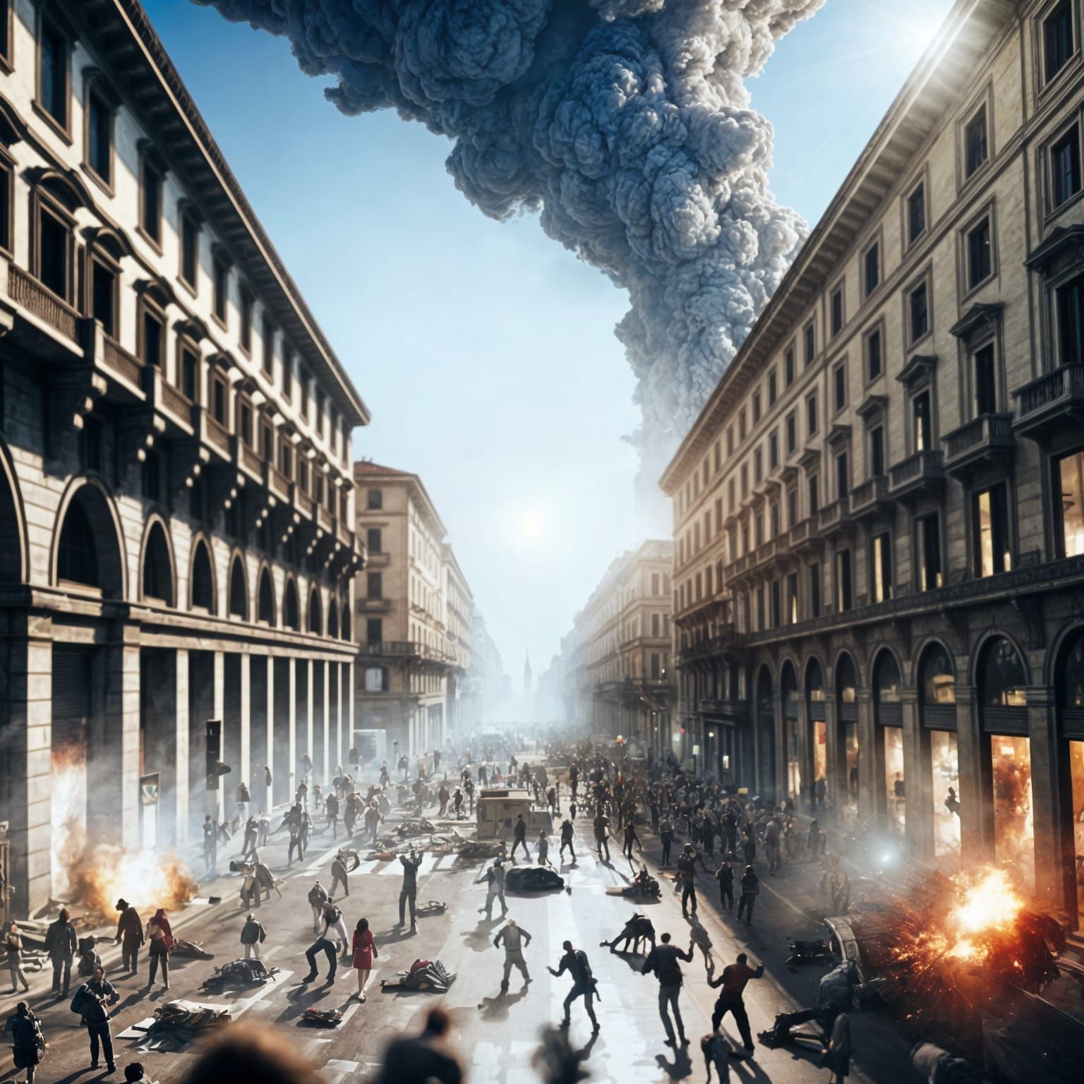 Nuclear Disaster in Milan: Hyperrealistic Cinematic Street V...