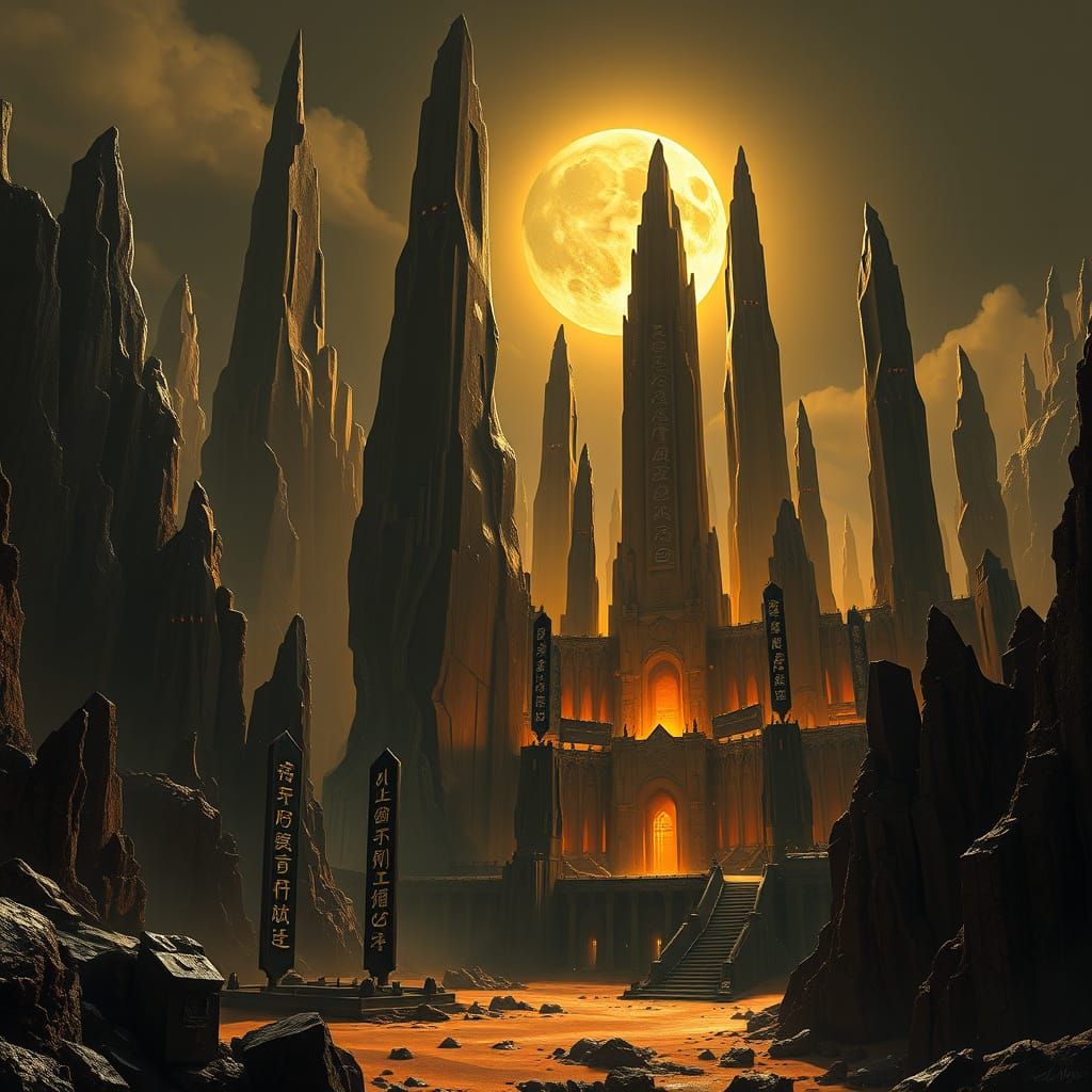 Ethereal Metropolis of Obsidian and Glass