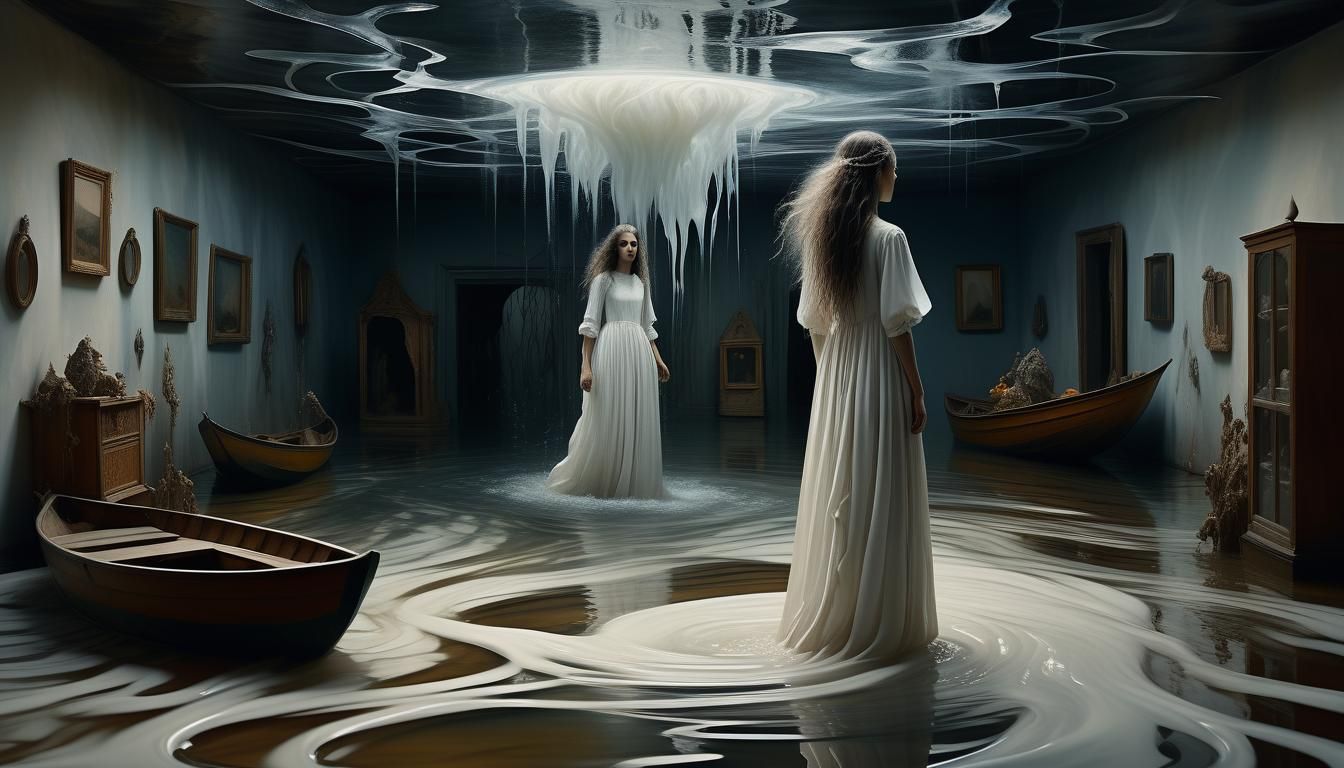 Mystical Being in Melting Room: Surrealist Artwork