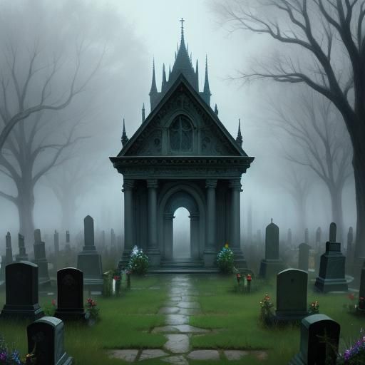 Ethereal Ghost in a Haunted Cemetery