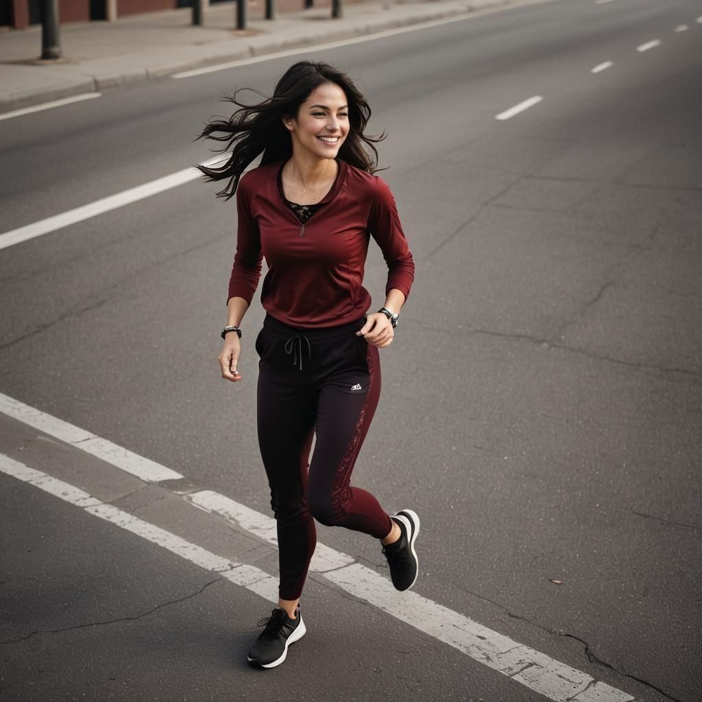 Ethereal Portrait of Woman Jogging with Braids
