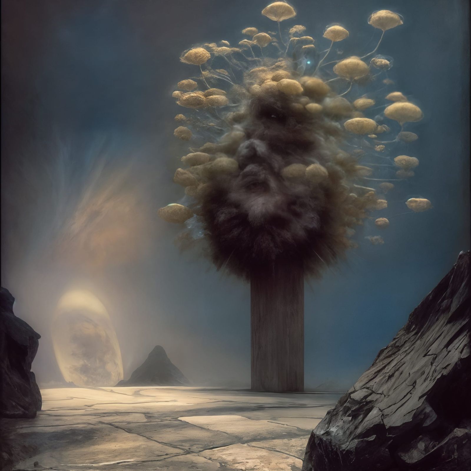 Surreal Particle System in Hyperreal Painting Style