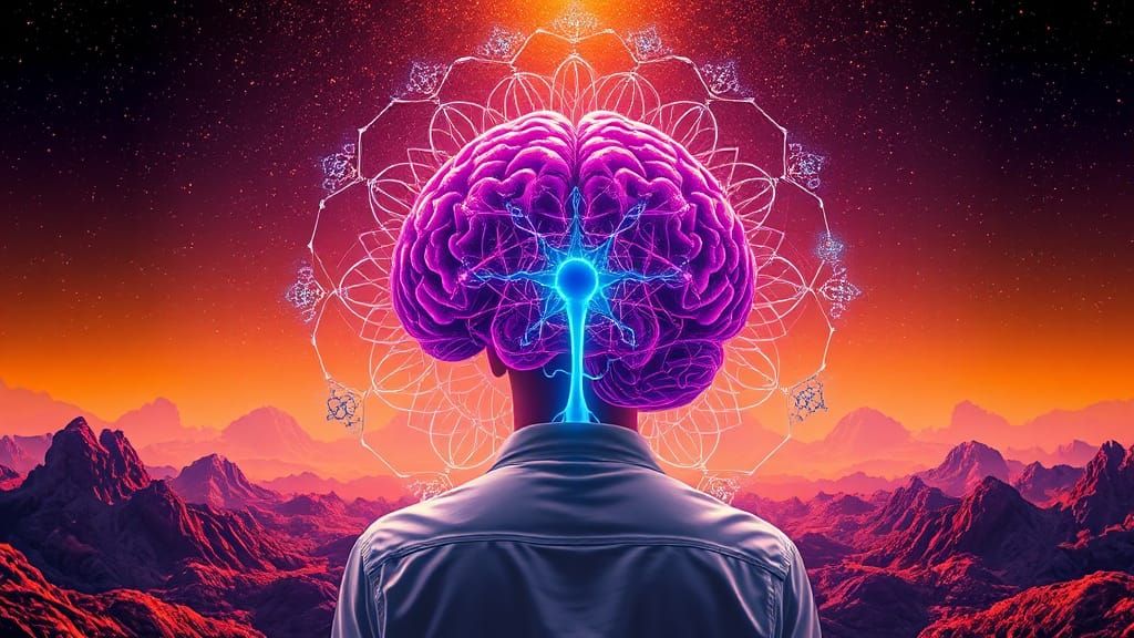 Surreal Orange Landscape Reveals Human Brain's Neural Pathwa...