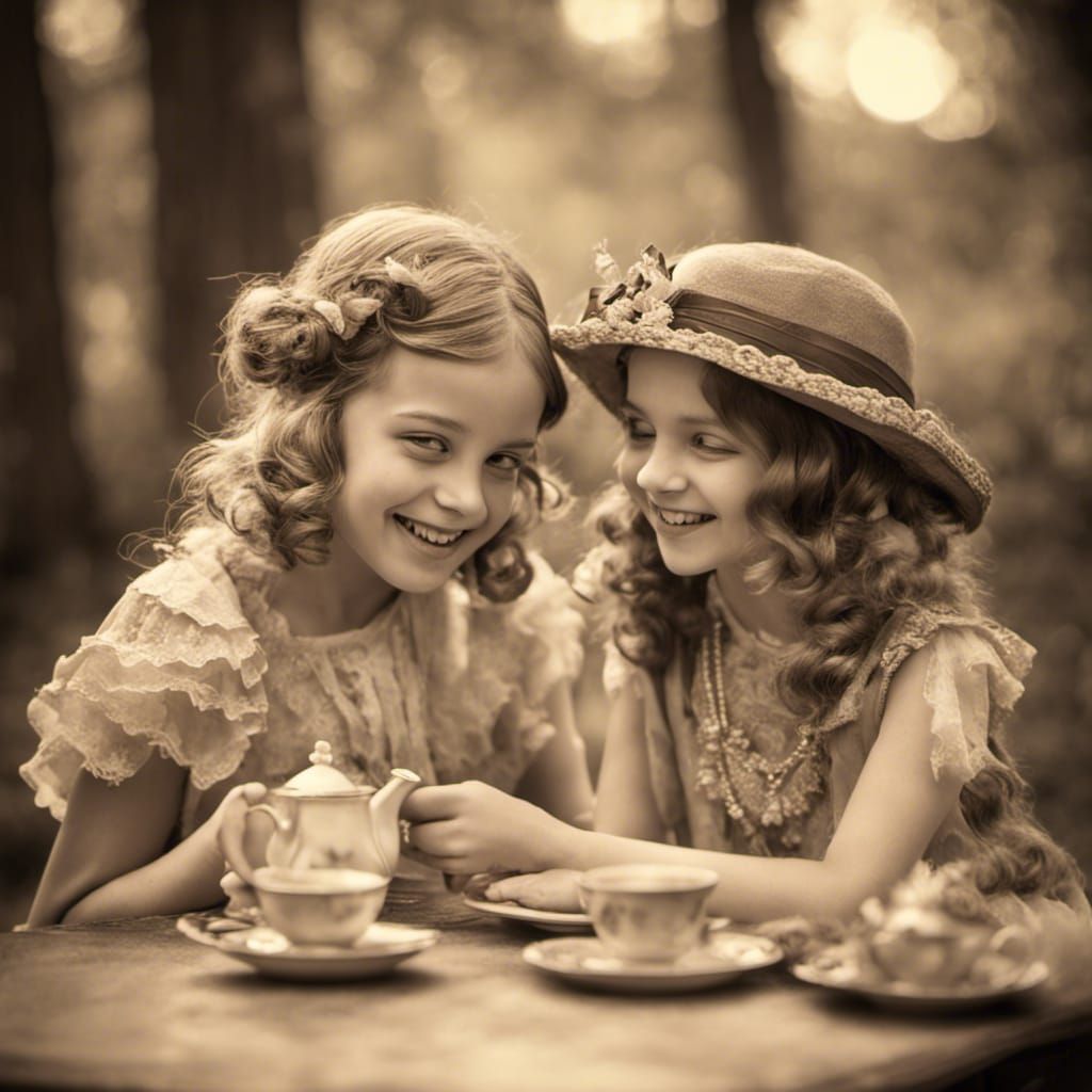 1920s Tea Party with Two Young Girls
