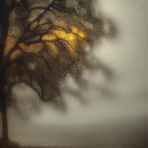 Ethereal Nocturne: Twisted Trees in Romantic Style