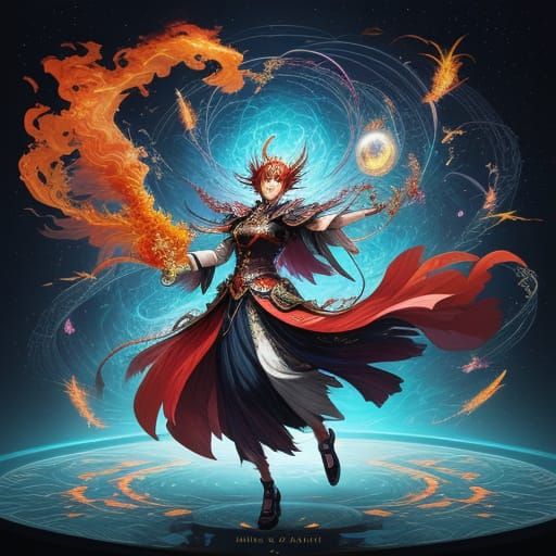 Majestic Bird in Anime-Inspired Flames