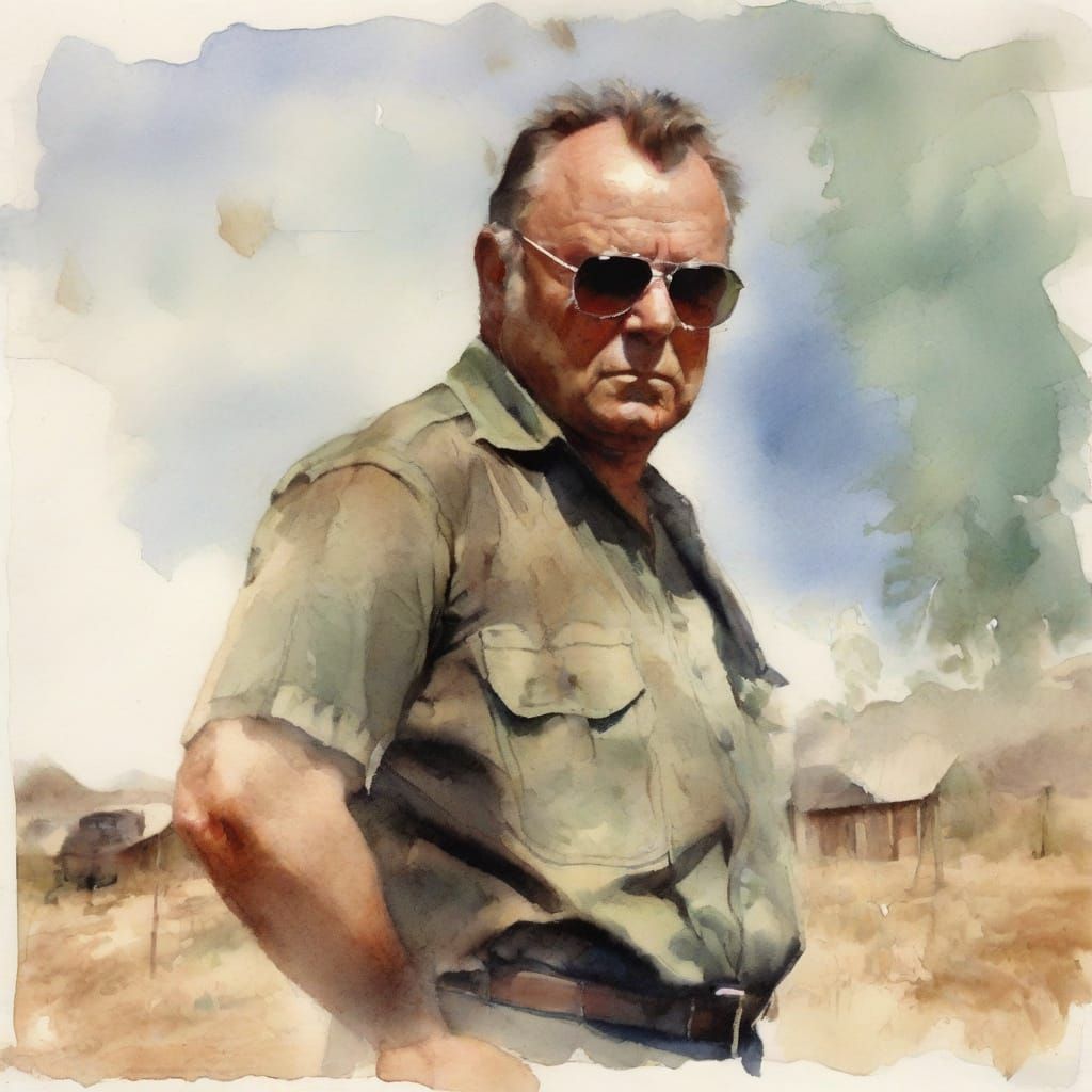 Impressionistic Watercolor Portrait of a Bewildered Sheriff