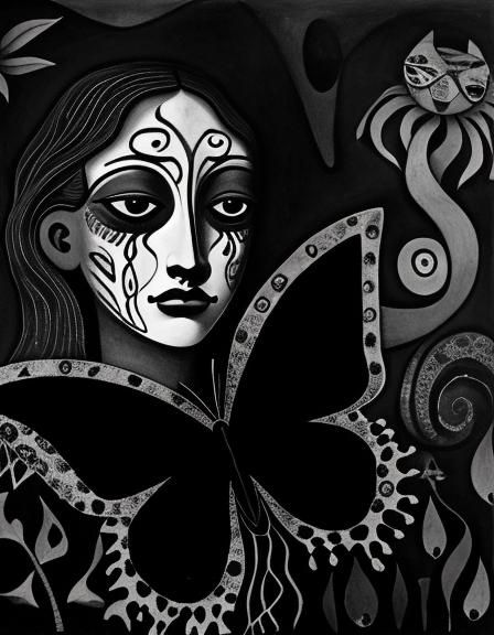 Butterfly Dreamscape: Surreal Art in Grayscale