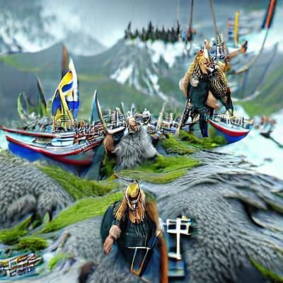 Epic Viking Ship on Stormy Seas