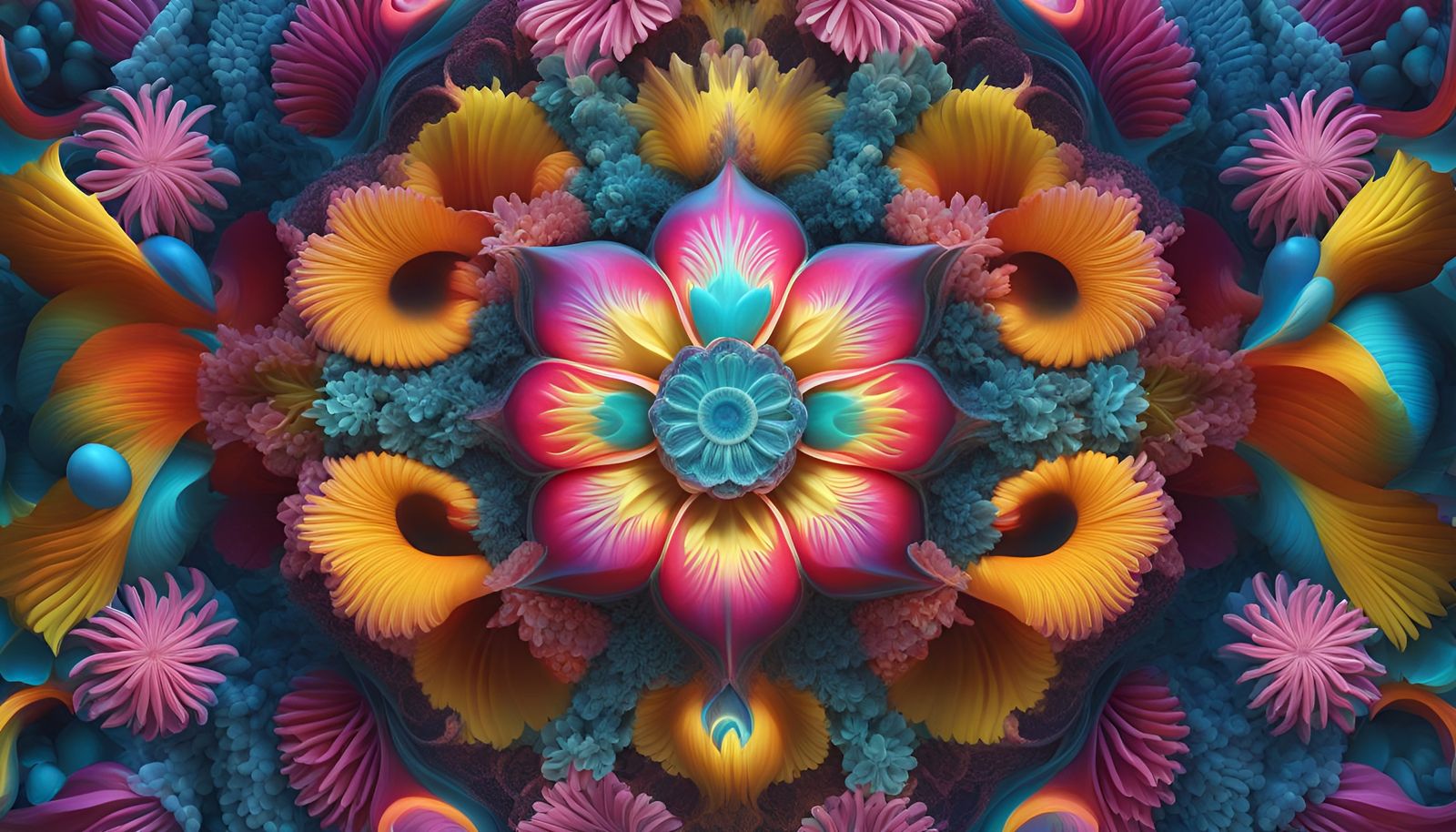 Abstract Pearly Fantasy in Mirrored Reflections