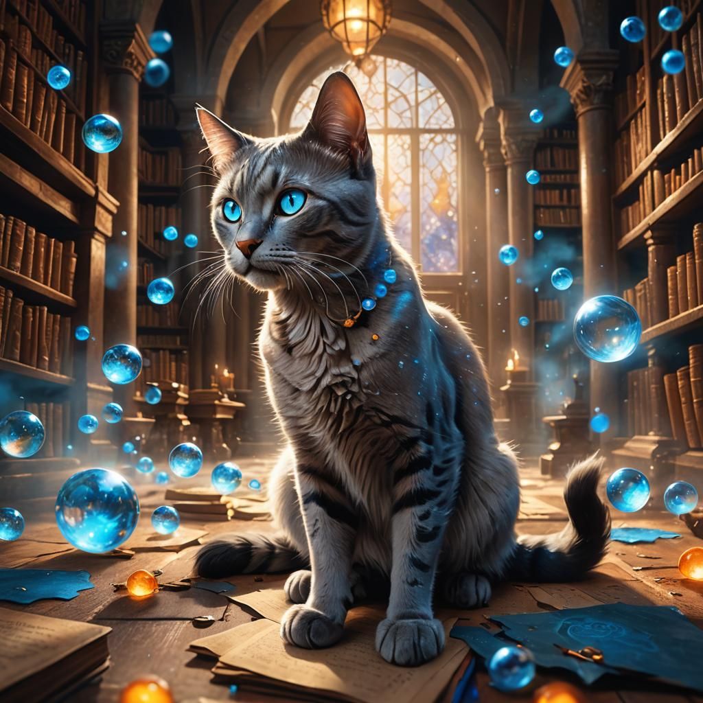 Grey Cat Two-Footologist in Disney Cartoon Style