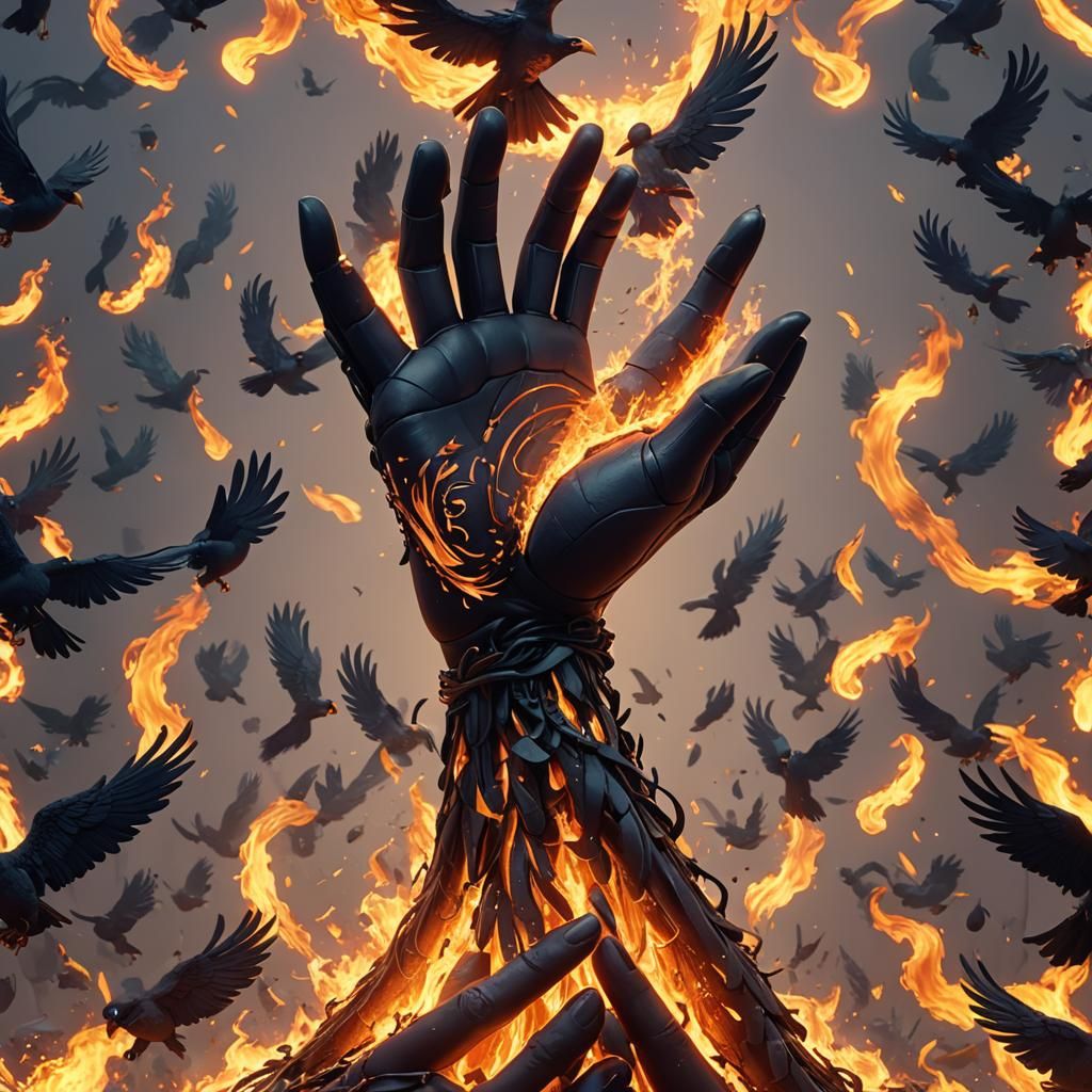 Fiery Hands of Memory: 3D Digital Art
