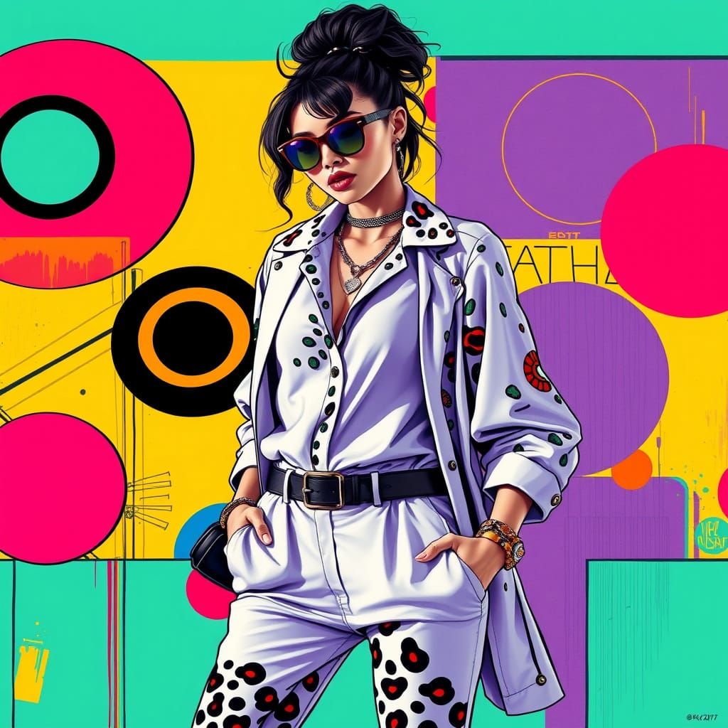 Fashionable Woman in Pop Art Style