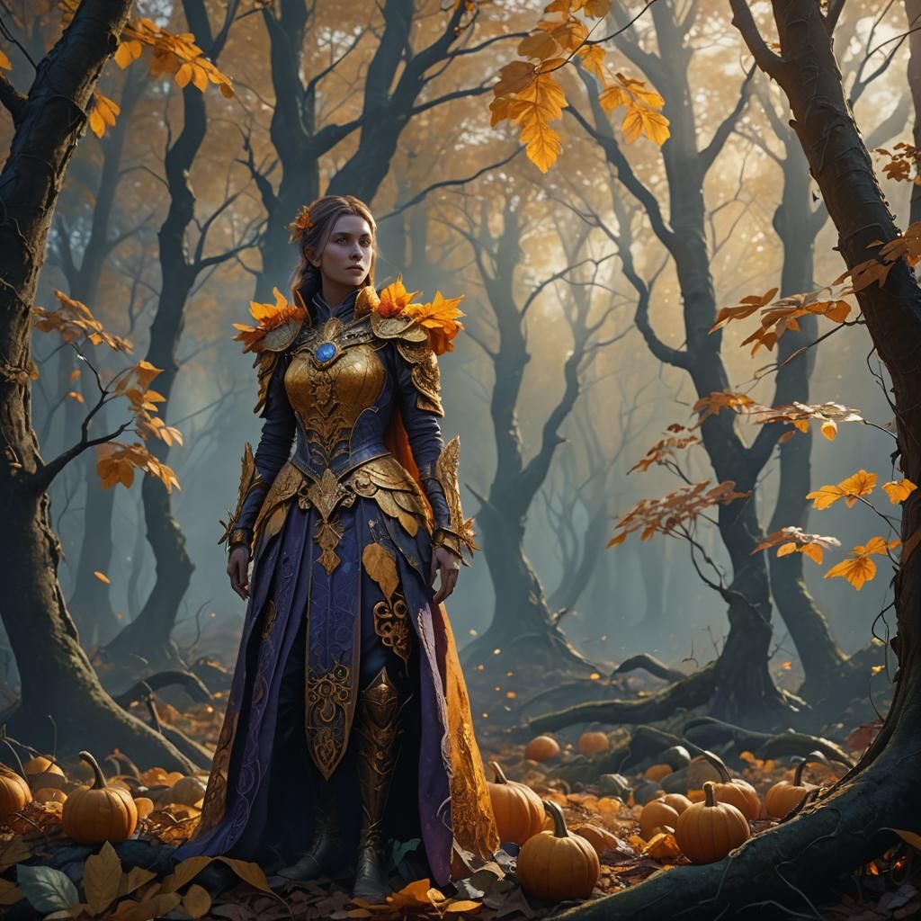 Mystical Forest Figure Adorned with Autumnal Squash