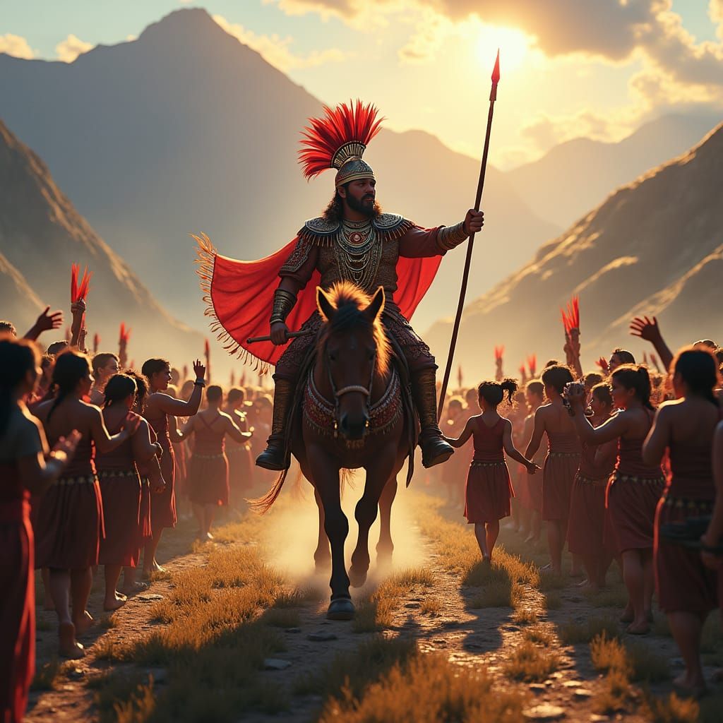 Inca Emperor's Triumphant March Through Andes Landscape