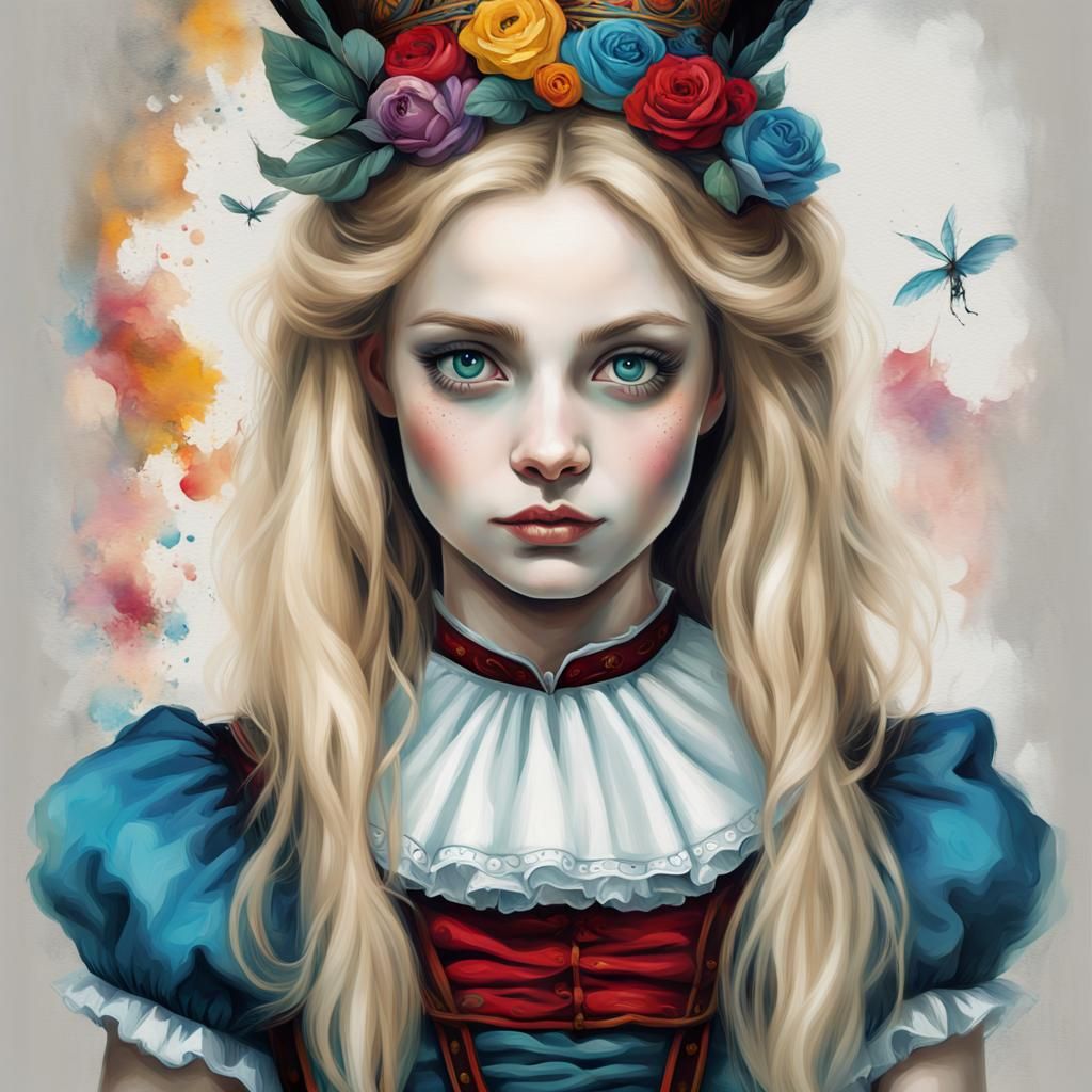 Ornate Alice Portrait in Matte Oil Painting Style