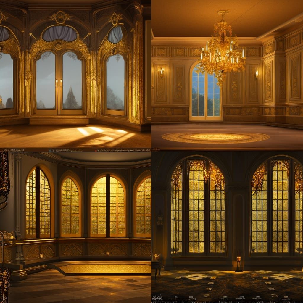 Victorian Hall Nocturne in Detailed Matte Painting