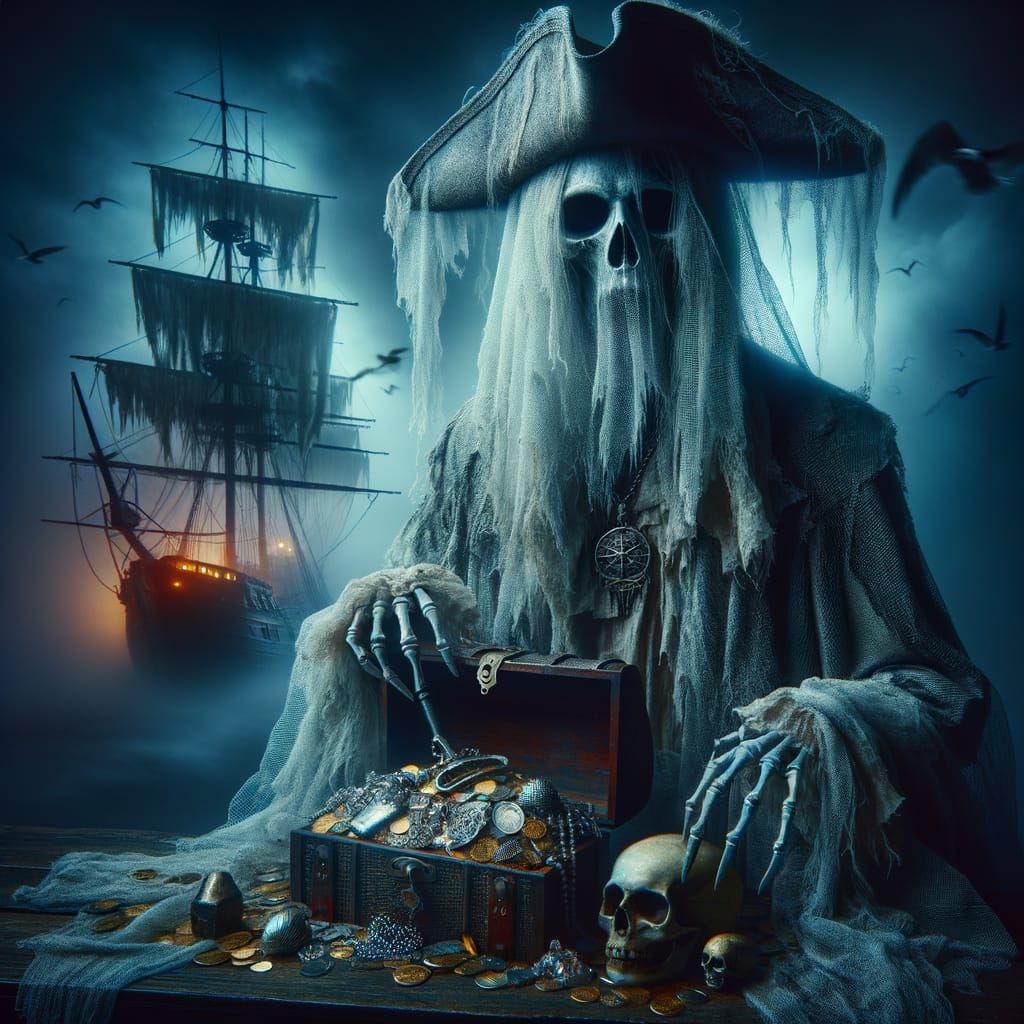 Ethereal Pirate Captain Guards Treasure Forever