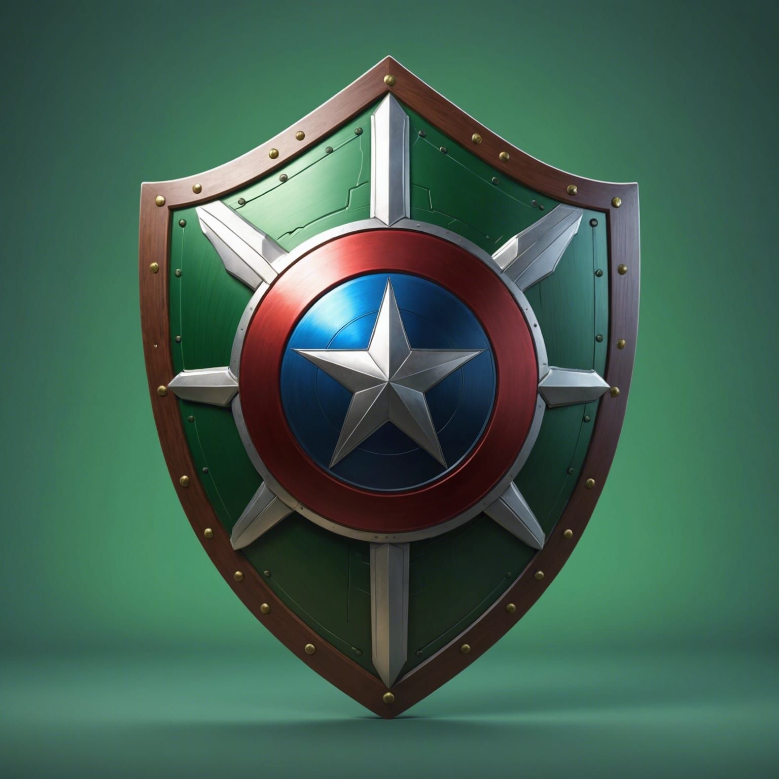 Knight Shield Logo with Swords in 3D Style