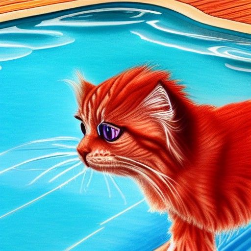 Ragdoll Kitten with Sunglasses in Swimming Pool