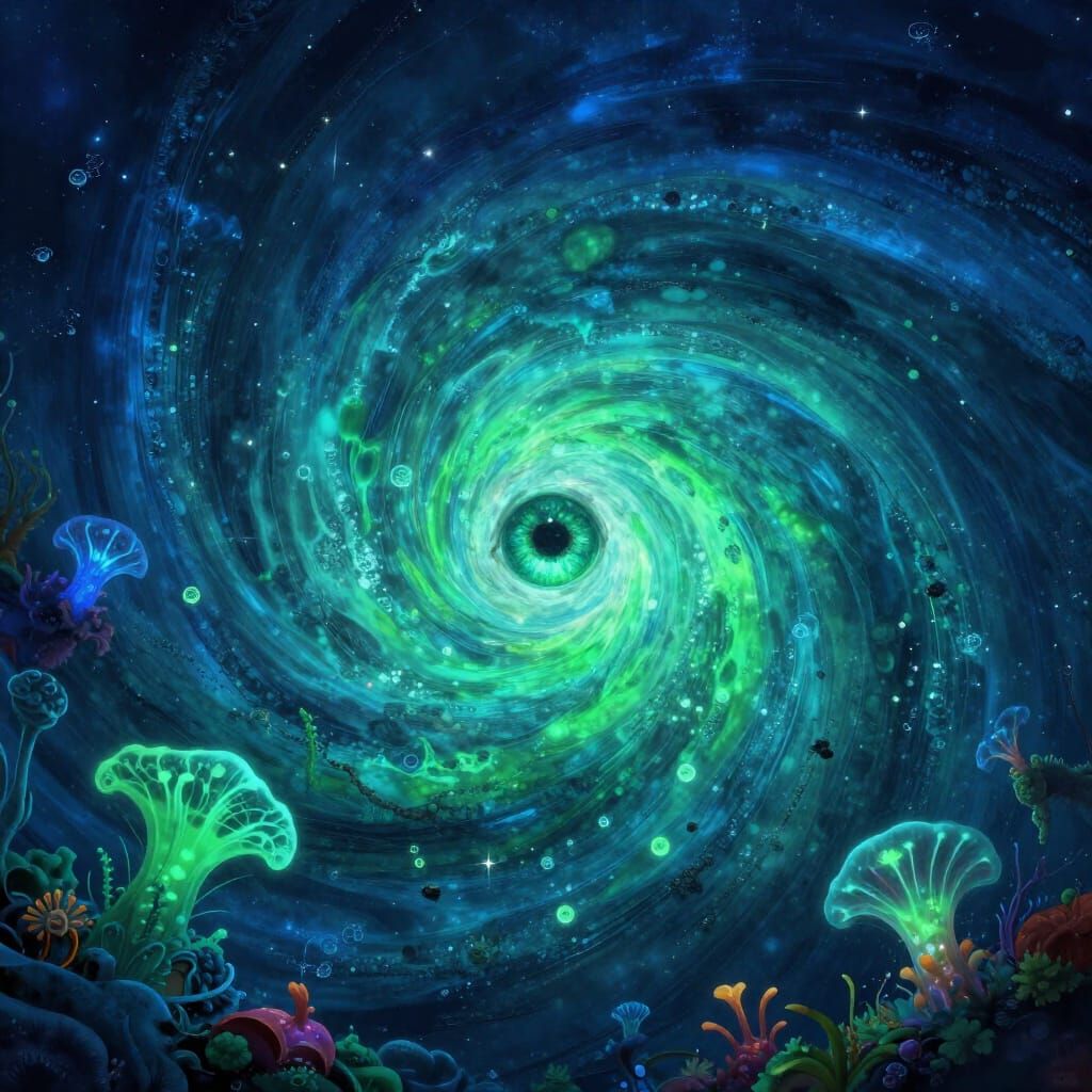 Ocean Eyes Vortex Art with Celestial Sky