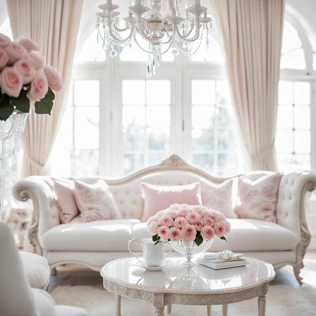 Luxurious Victorian Living Room with Crystal Accents
