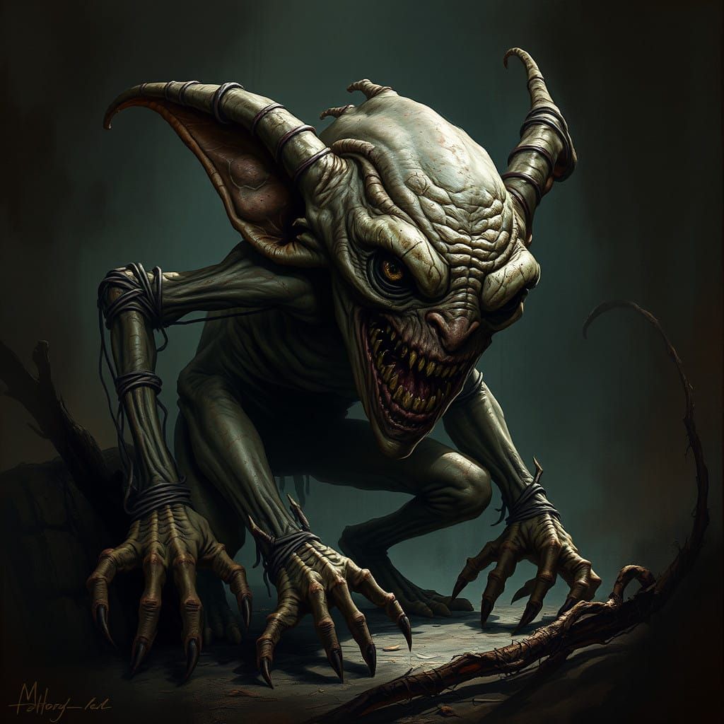 Grotesque Goblin Lurks in Dark Fantasy Realm