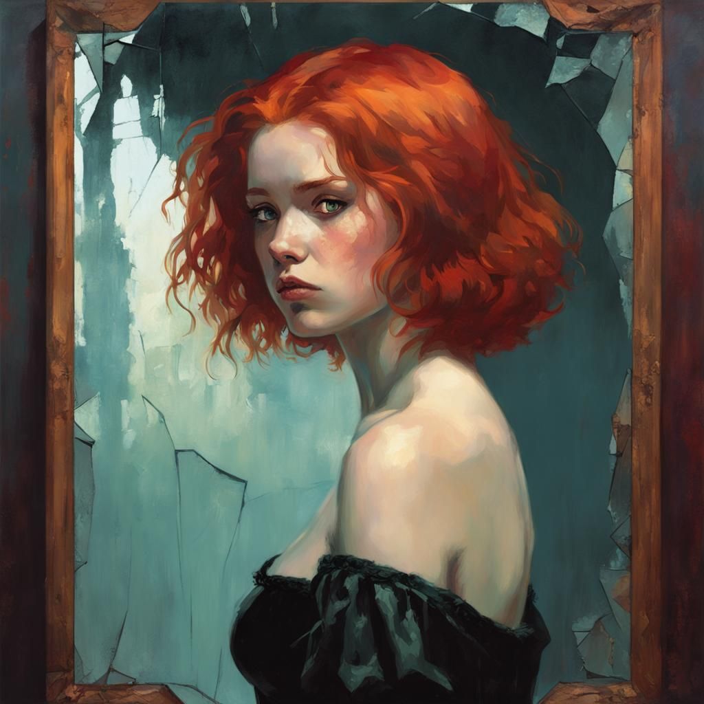 Broken Mirror Reflection in Pop Art Style