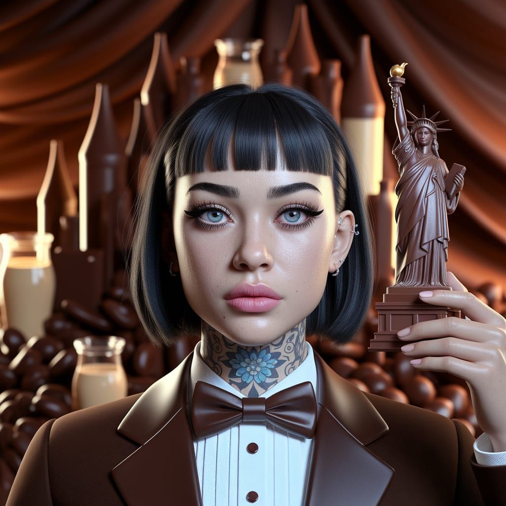 Woman with Chocolate Statue of Liberty Digital Portrait
