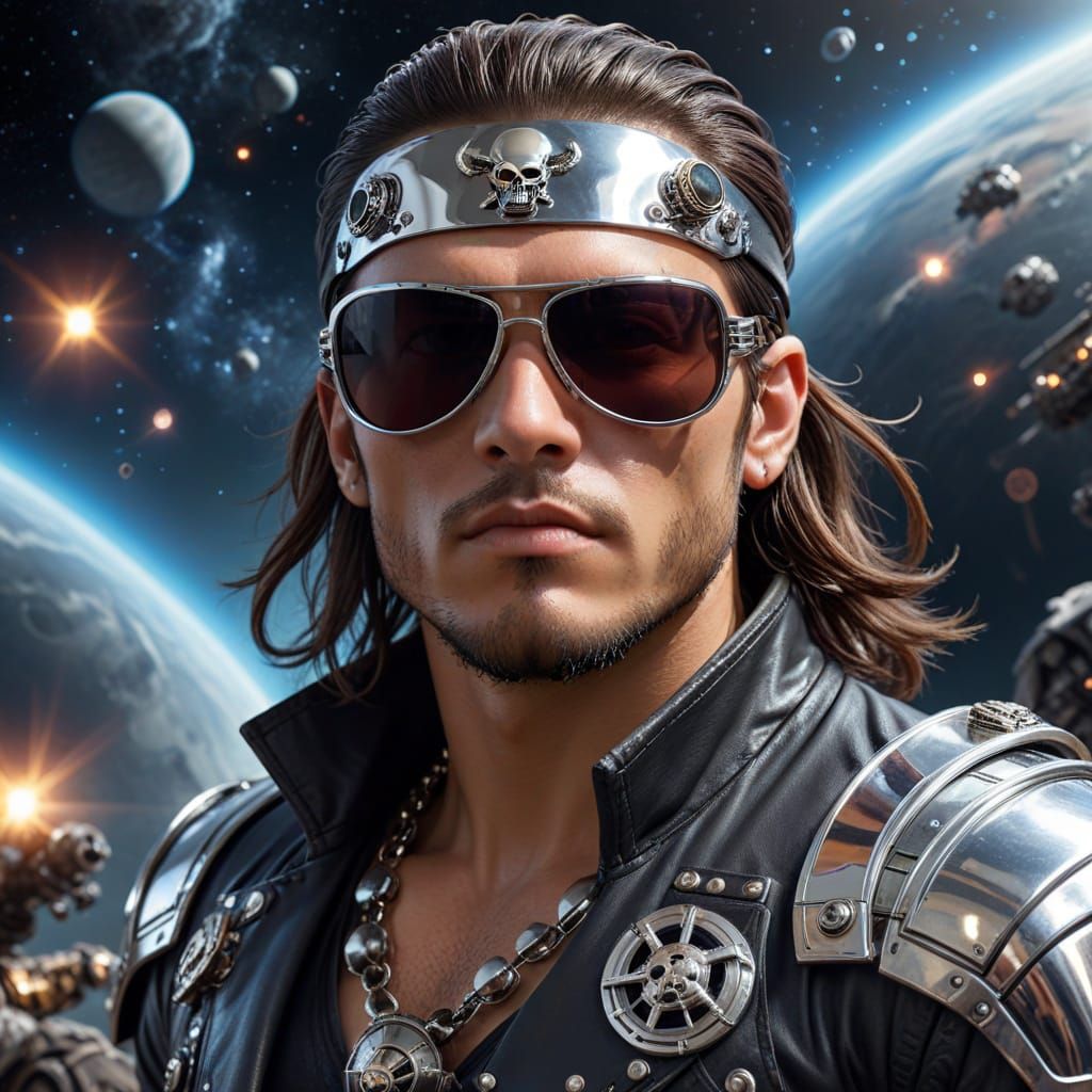 Bold Space Pirate Wears Chrome Shades