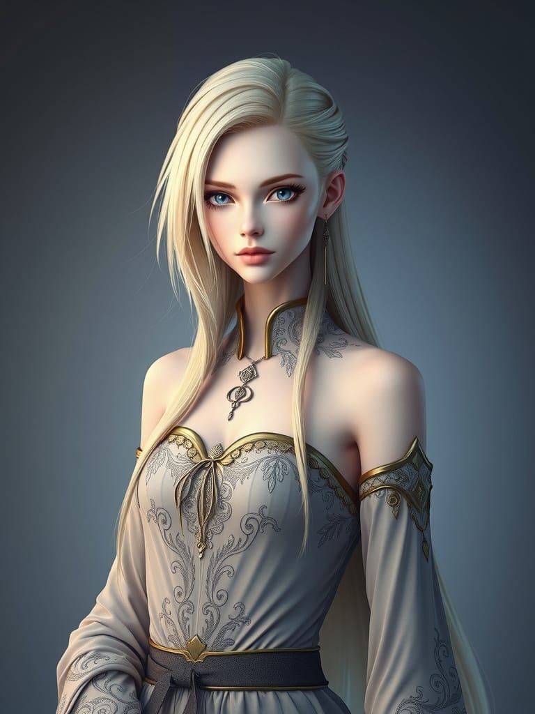 Elegant Androgynous Figure in Anime-Inspired 3D Art