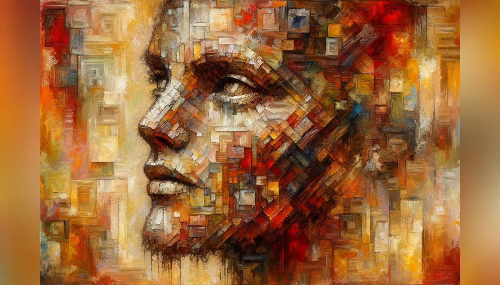 Abstract Portrait of 99 Faces in Expressionist Style