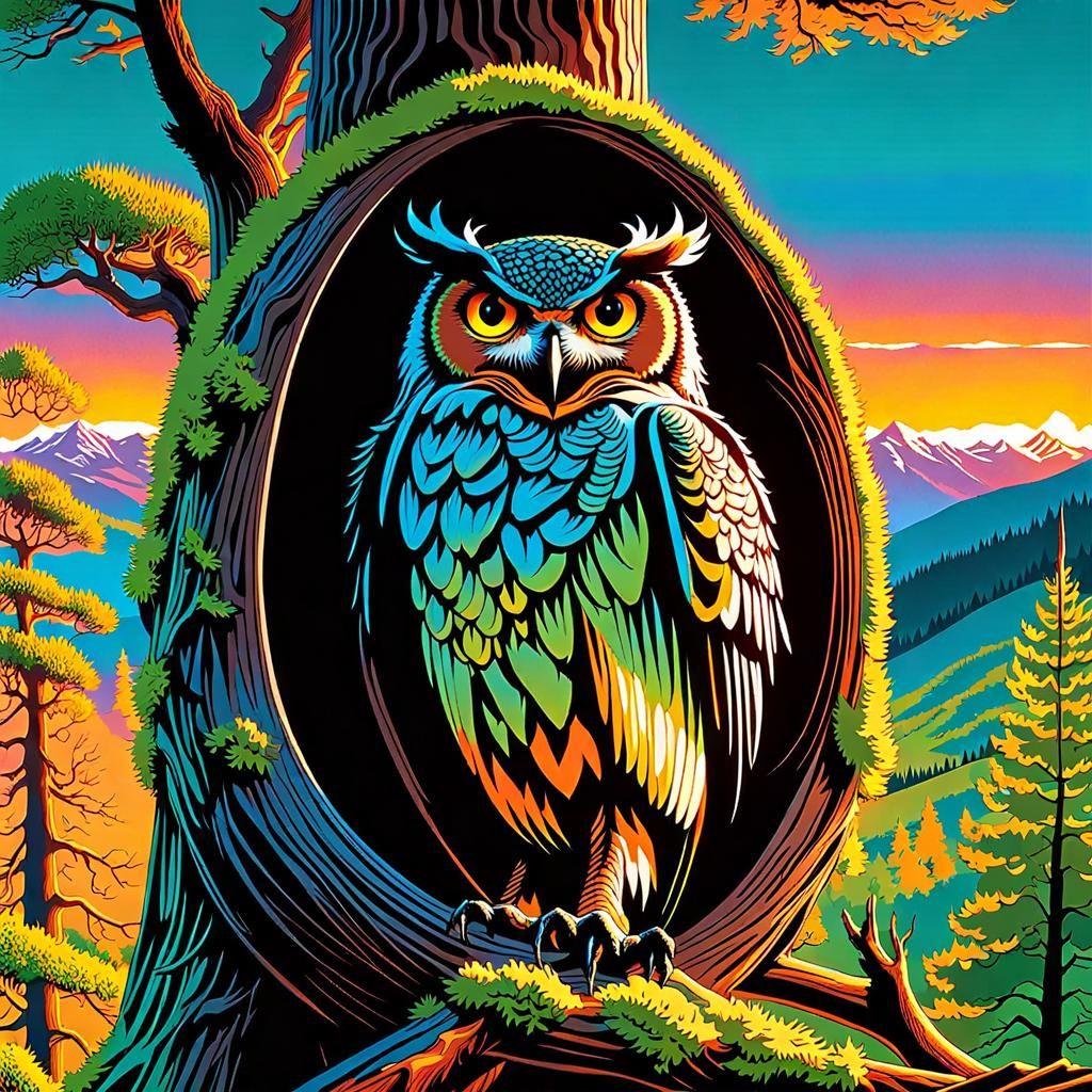 Eurasian Eagle Owl Nest in Beksiński Style