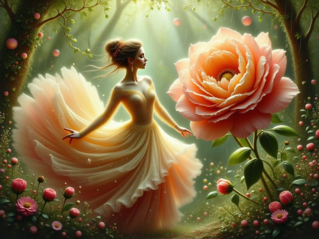 Enchanted Floral Waltz in Ethereal Forest