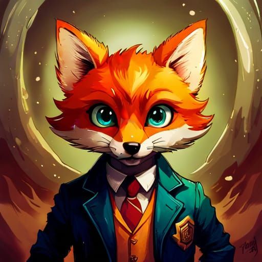 Adorable Anthro Fox Aristocrat Portrait in Hyperrealistic St...