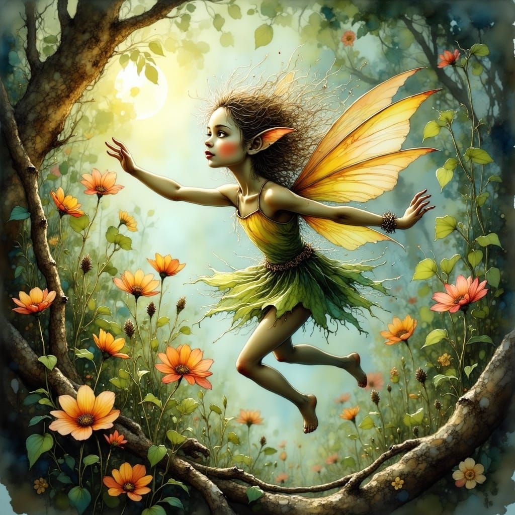 Fierce Feral Fairies Dance Amidst Vibrant Forest