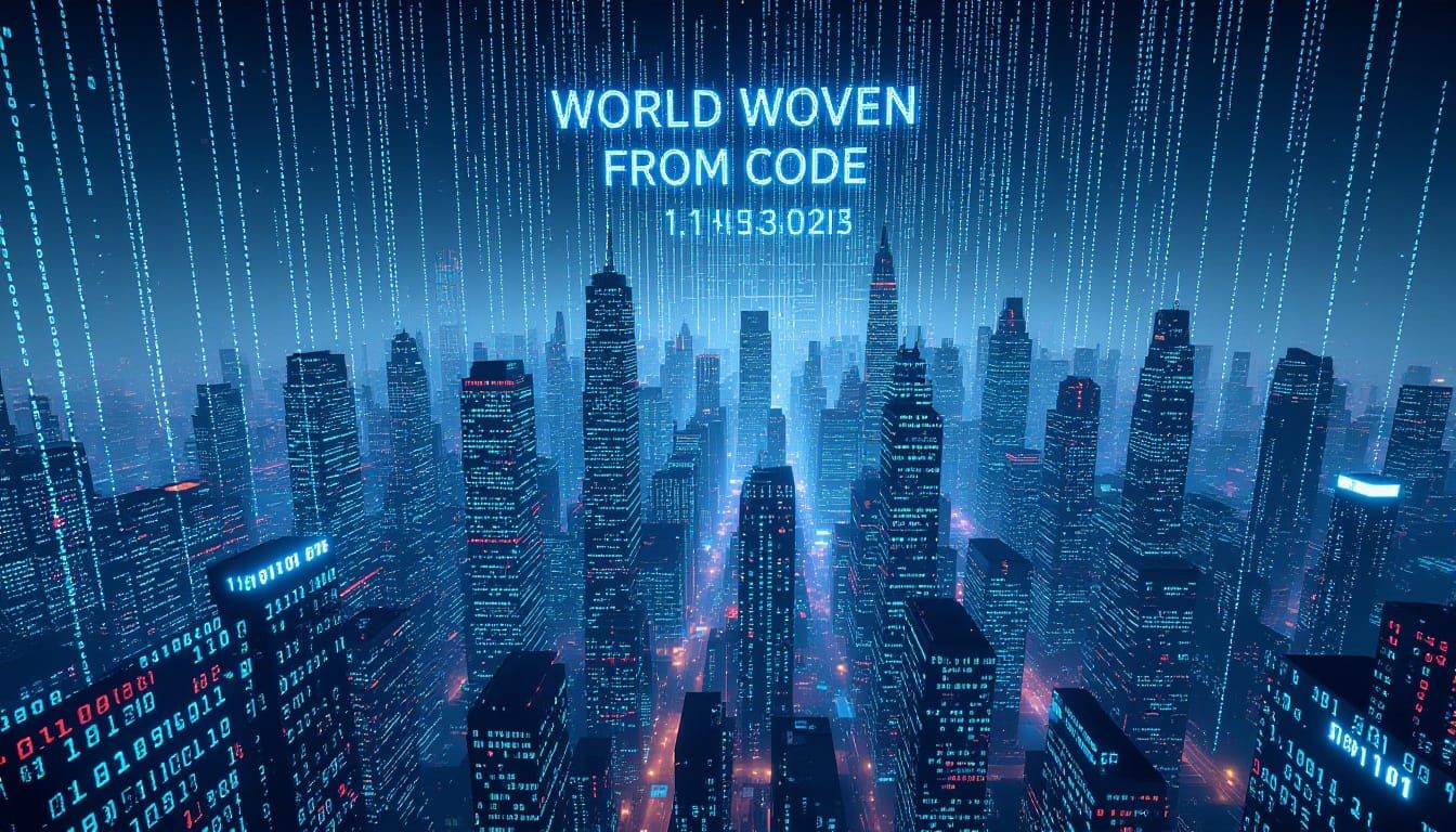 Digital City Woven from Binary Code Streams
