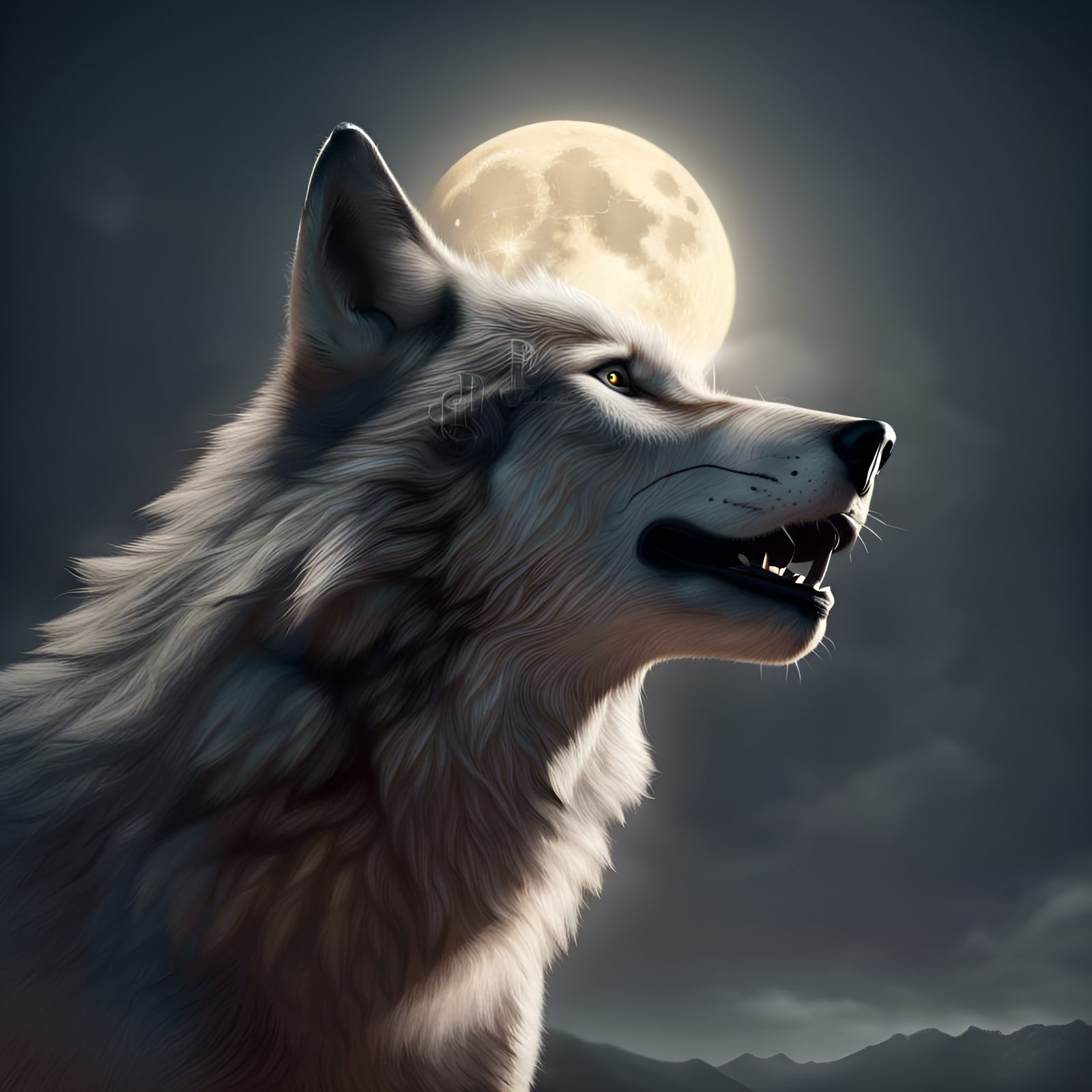 Wolf Howling at Moon: Volumetric Lighting Portrait