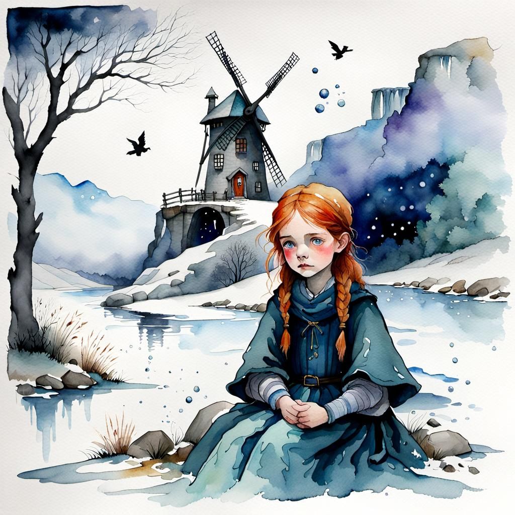 Worried Witch in Watercolor Wonderland