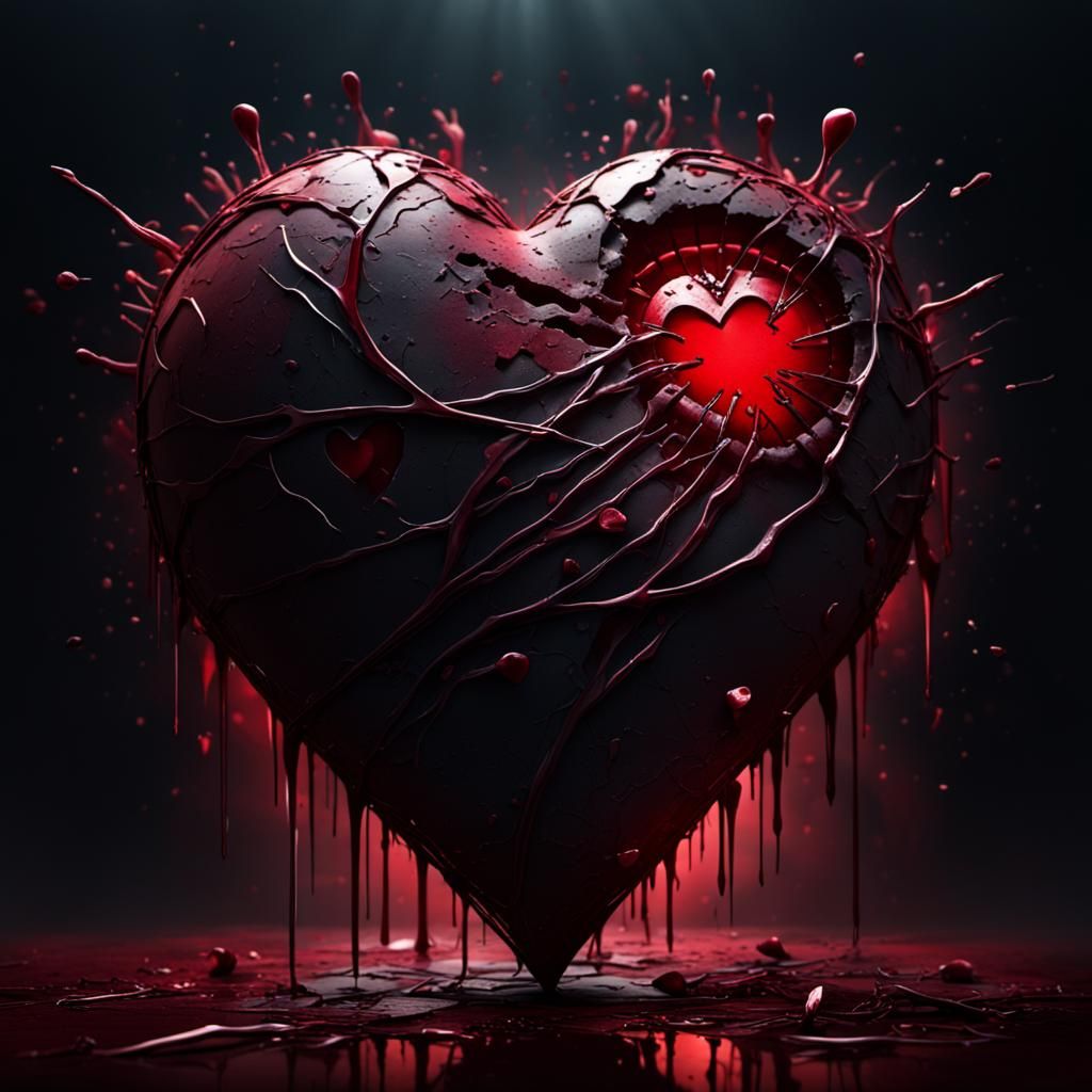 Scarred Heart: Bleeding Emotion in Deep Red