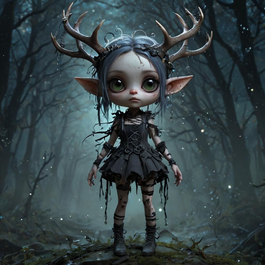 Pixie Sprite in Forest Nightmarescape Digital Art