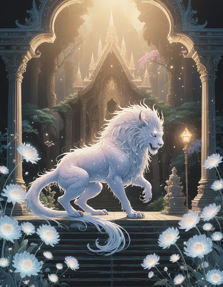 Monster Chosen by Gods in Bioluminescent Garden