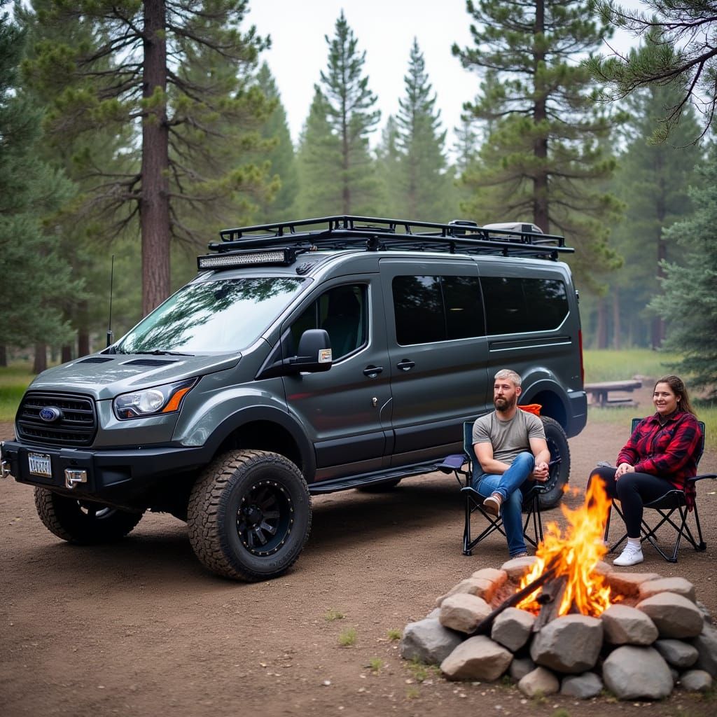 Rocky Mountain Campsite with Ford Transit Camper Van