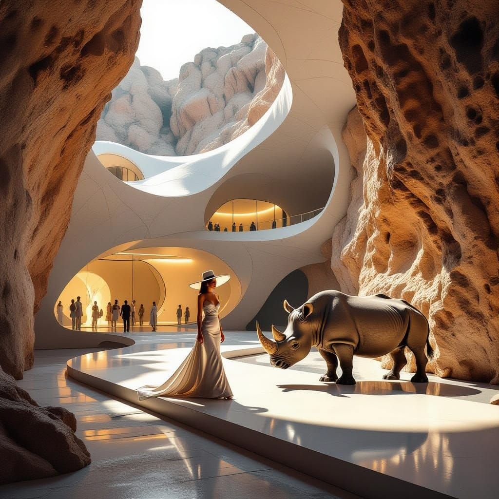 Futuristic Fashion Show in Modern Architecture